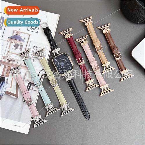 适用apple bee steel buckle flat leather strap apple watch8/S