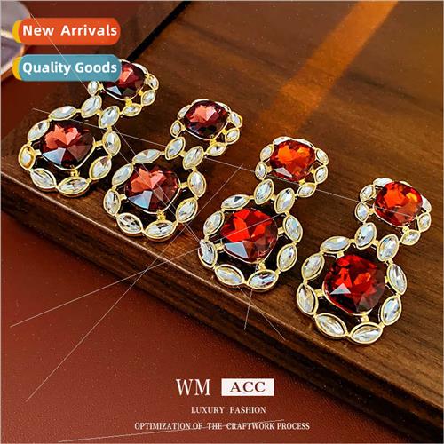 lver pin wh diamonds hollowed out round metal earrings Frenc