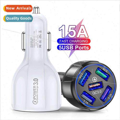 15A QC3.0 5USB car charger fast charger car charger one tow
