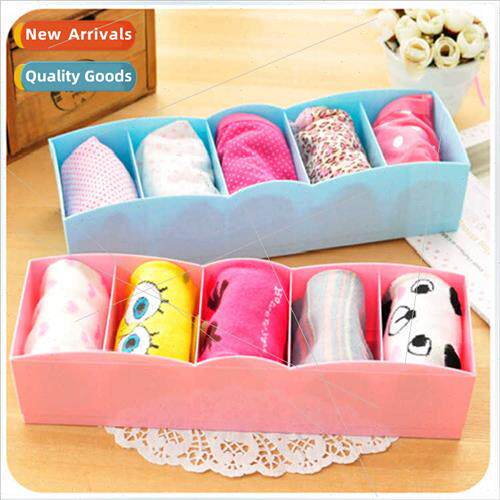 5 compartments underwear socks storage box Plastic five draw