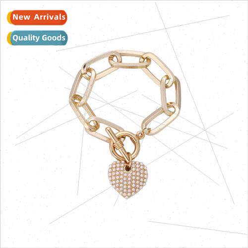New mple Chain Bracelet  Hip Hop Love Heart Pearl Pendant Al