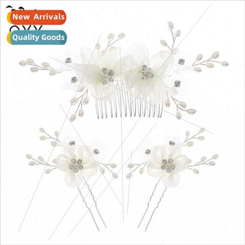 New Korean Mori system cloth flower hair comb acrylic diamon