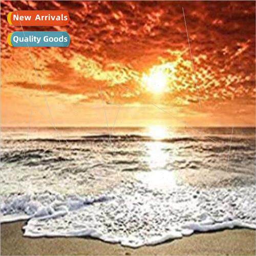 Diamond painting new DIY seaside scenery evening sun full di