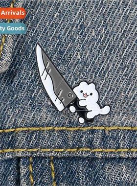 Alloy Enamel Brooch Cat Pocket Knife Funny Funny Dagger Kten