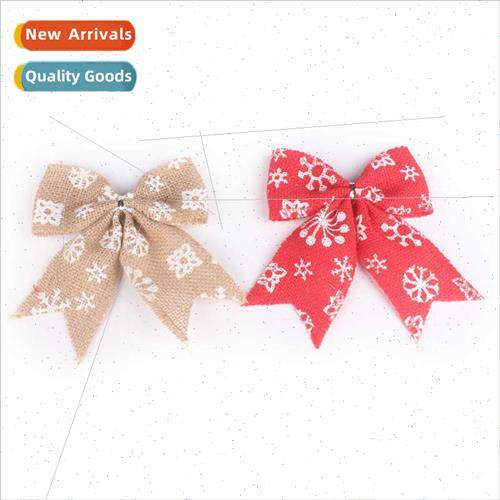 2023 new natural burlap snowflake Christmas bow Christmas e