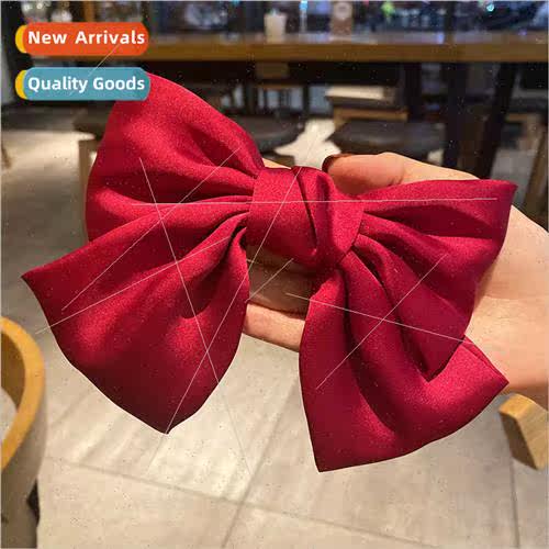 Satin large bow hair clips spring clip Korean horizontal cli