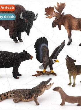 Jungle Animals 7pcs Moose Bison Black Bear Yankee Crocodile