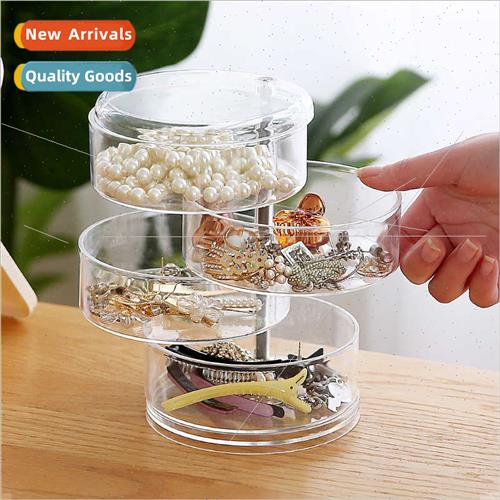 Transparent storage box rotatable jewelry organizer multi-la