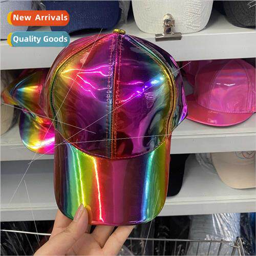 new dazzle colour patent leather curved brim baseball cap me