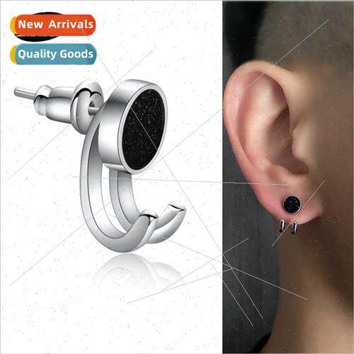 Punk rock black tanium steel earrings Korean  men girls dumb