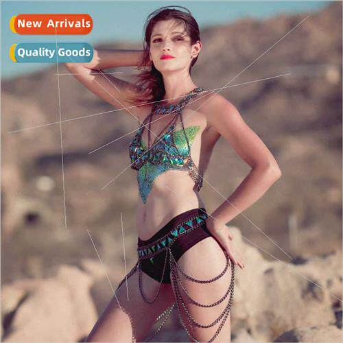 Europe summer chest chain handmade green acrylic sexy access