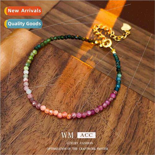 Colorful natural stone rhombus tourmaline bracelet hundred m