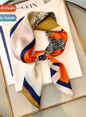 Summer new small square scarf women square color blocking de