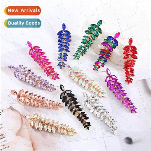 Europe ins long tassel colored diamond earrings alloy diamon
