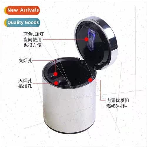 Car Ashtray LED ghts Car Ashtray Diamond Black Full lver Pla