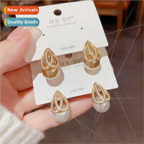 Korea exquise small hundred wh pearl earrings s925 silver ne