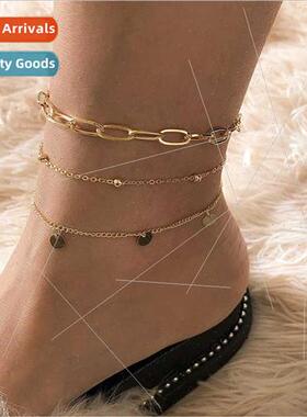 Europe bohemian multi-layer stacked anklets fashion copper b