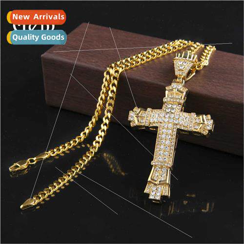 Diamond Vintage Alloy Cross Pendant Europe Fashion Men Hip H