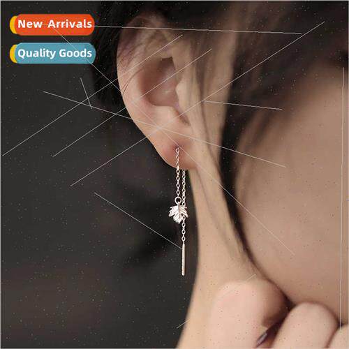 Maple leaf ear wires female fashion ear chain long tassel le