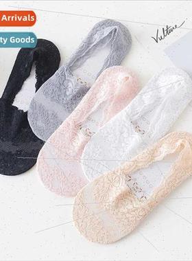 Spring summer new lace boat socks full silicone -slip shallo