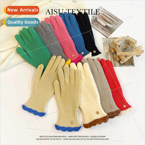 Korean  black autumn winter half-finger solid color gloves k