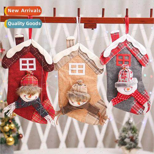 Creative new linen medium Christmas stockings Christmas deco