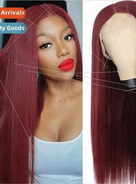 Europe Wigs Wig Wine Red Front Lace Wig Front Lace Long Chem