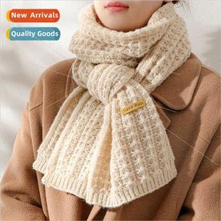 wool scarf warm color thickened knted winter solid female