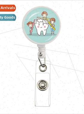 Cute Teeth Retractable Creative Card Holder Badge Scroll Nur