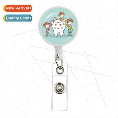 Cute Teeth Retractable Creative Card Holder Badge Scroll Nur