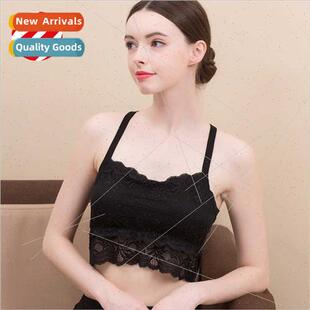 Summer new silk bustier female cross halter sexy lace cushio