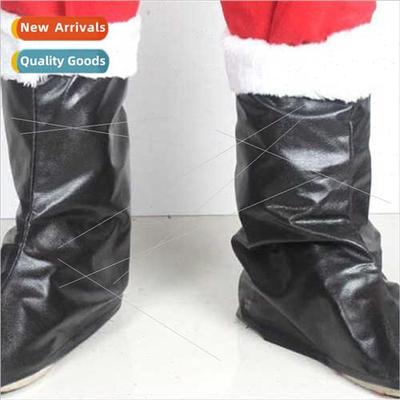 New Christmas Party Dress Up Props Santa Claus Black Leather