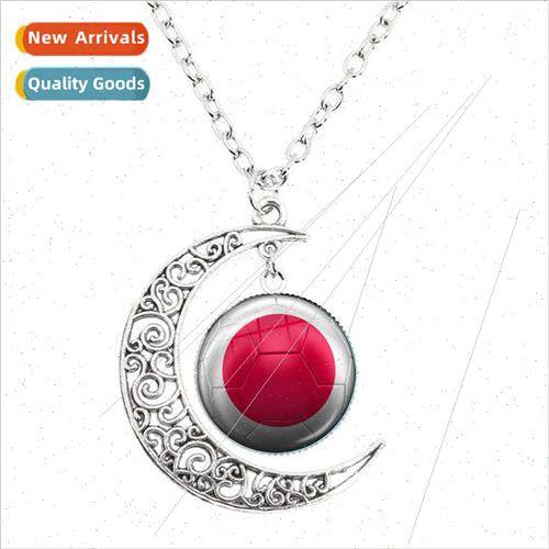 New Fashion Football Print Pendant Moon Necklace Egypt Panam