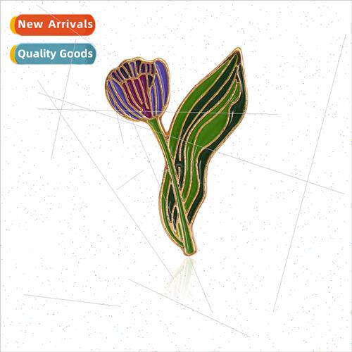 New plant tulip brooch badge baking paint enamel craft zinc