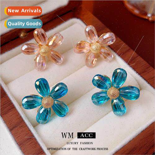 lver needle flower simple fresh earrings niche hundred wh ea