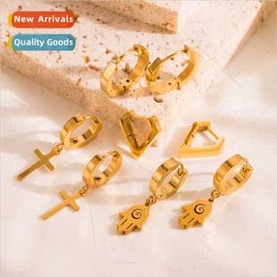 Europe new tanium steel earrings female fashion simple round