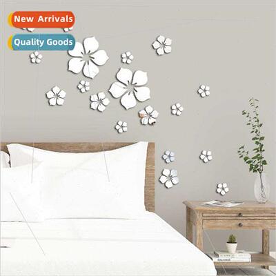 Stereoscopic acrylic flowers petals crystal mirror stickers
