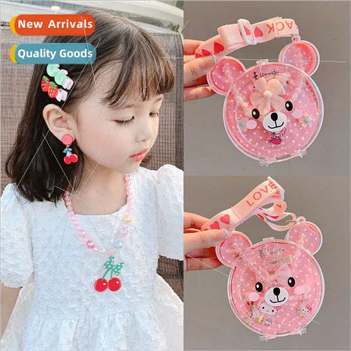 Children necklace bracelet ear clip ring girls princess jewe