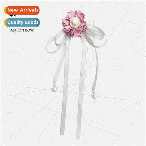 New Korean summer pearl flower brooch fabric flutter shirt b