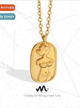 Europe sexy ins oval embossed figure pendant necklace model