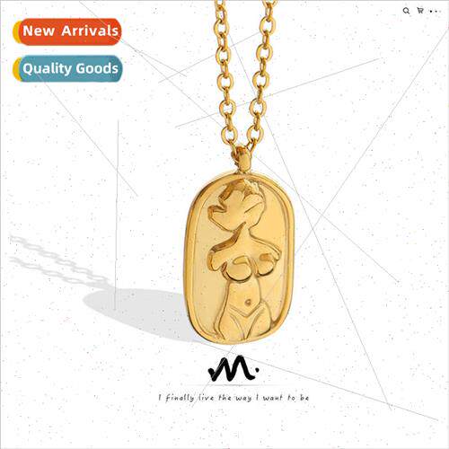 Europe sexy ins oval embossed figure pendant necklace model