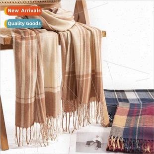 female 2023 fresh Winter imation scarf sweet cashmere plaid