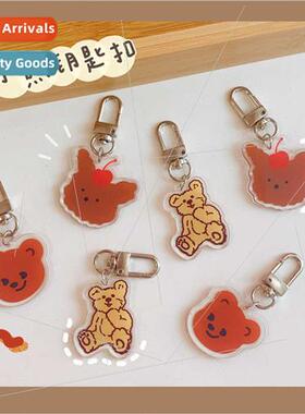 Korean  ins cute double-sided bear acrylic keychain key ring