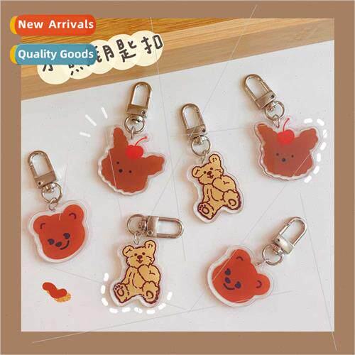 Korean  ins cute double-sided bear acrylic keychain key ring