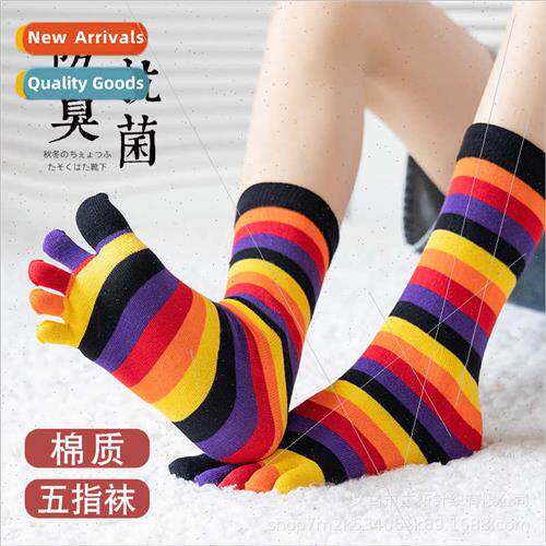 Five fingers socks women cotton colorful striped cotton sock