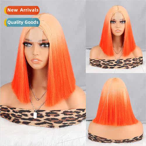 Europe wig women lace wig blonde orange gradient  shoulder l