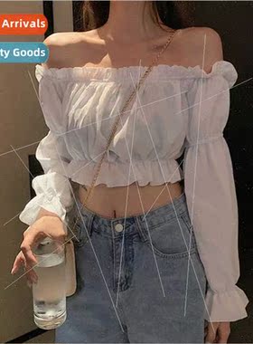 Spring Summer 2023 new one neck strapless design tops female