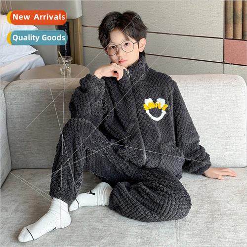 Boys pajamas winter coral fleece su big boy boy padded thick
