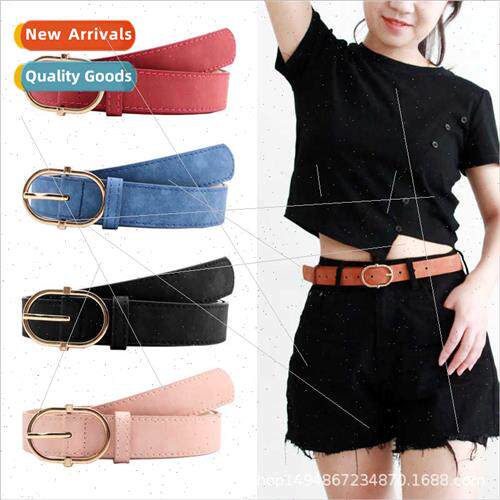 Women belt day word buckle fashion matte senior sense pu bel