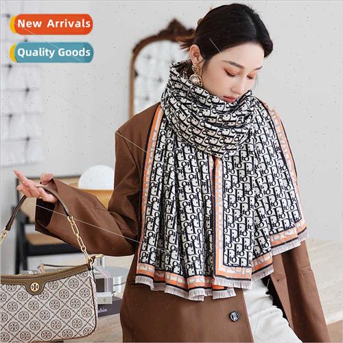 2023 fall winter new letters warm scarf female dual-use faux